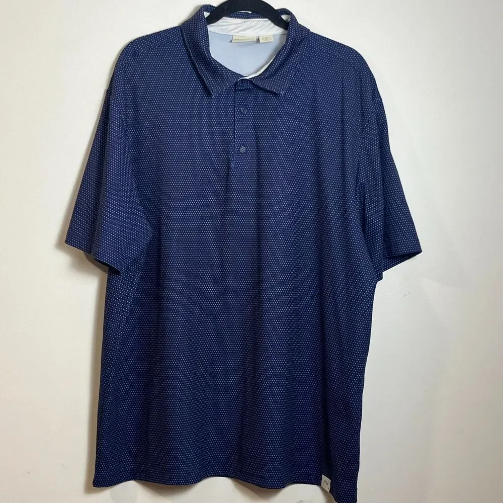Rorie Whelan Golf Polo Shirt 2XL XXL Navy Polka Dot Soft Stretch Lightweight Top - Picture 2 of 6